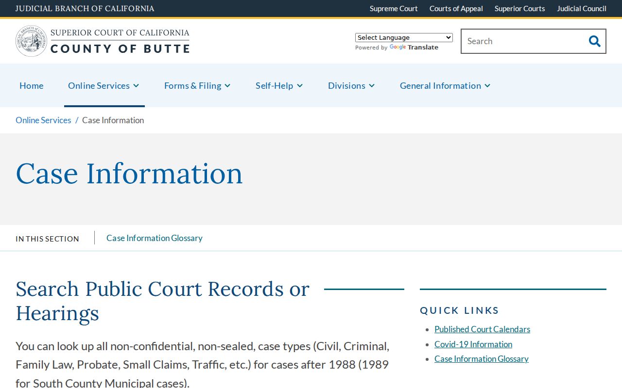 Chico residents directory Butte County court case information