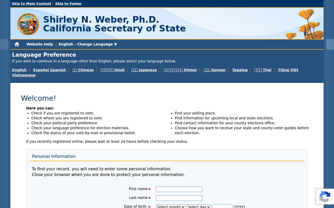 Chico residents directory California voter status lookup