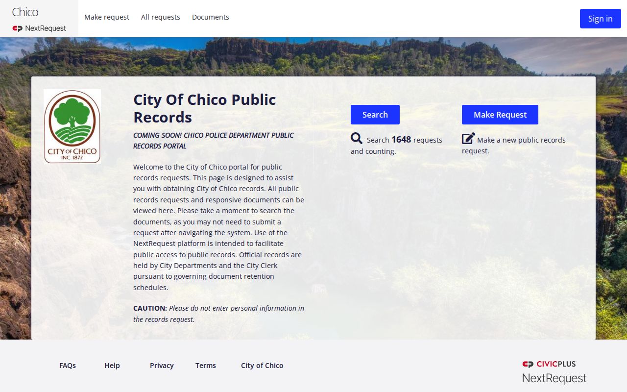 Chico residents directory city public-record request portal