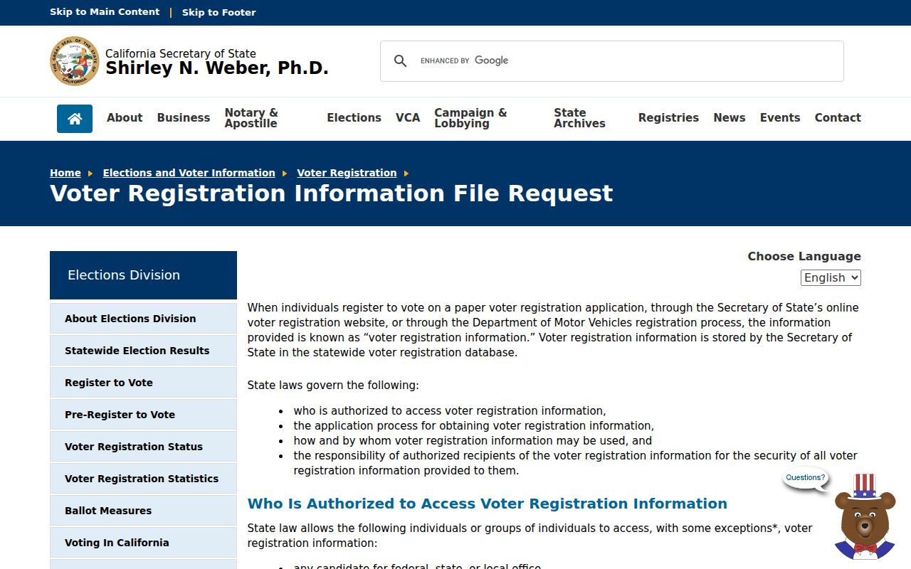 Chico neighbors California voter file application rules
