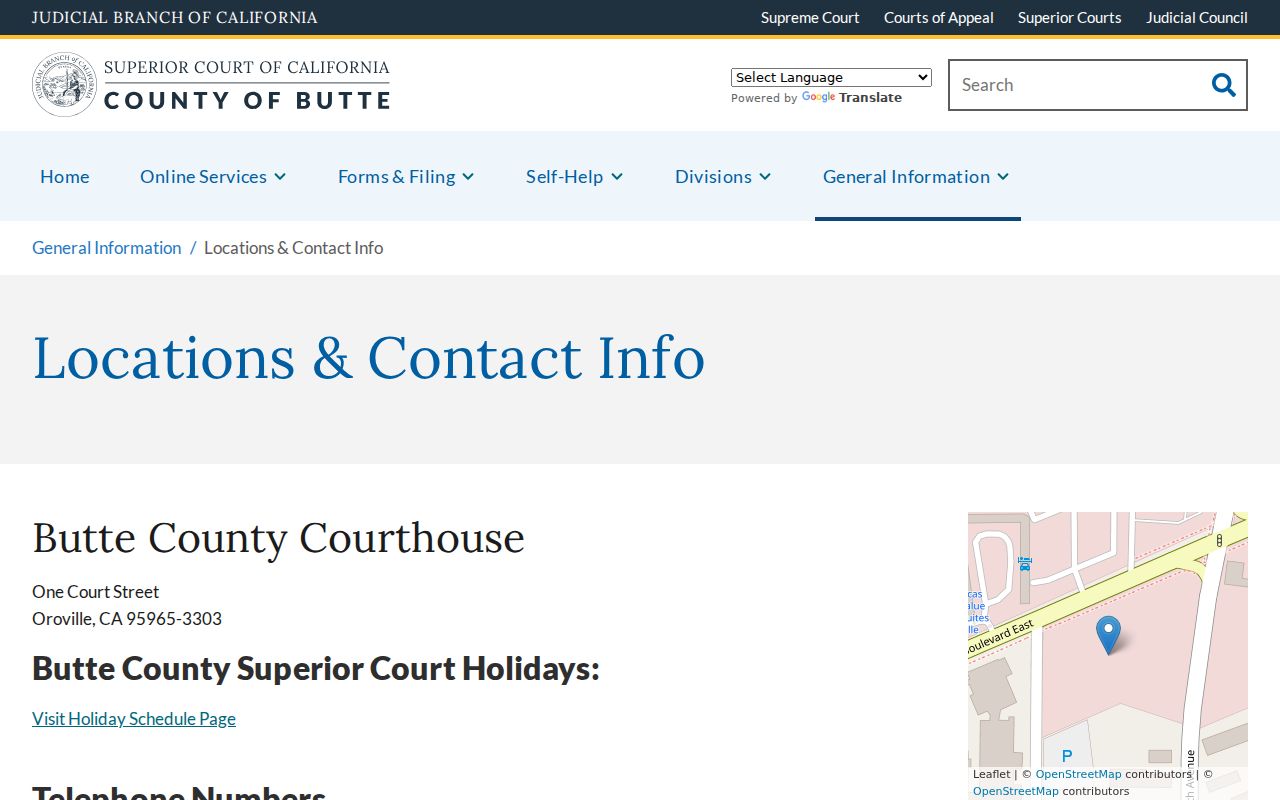 Chico resident lookup at the Butte Superior Court locations and contacts page