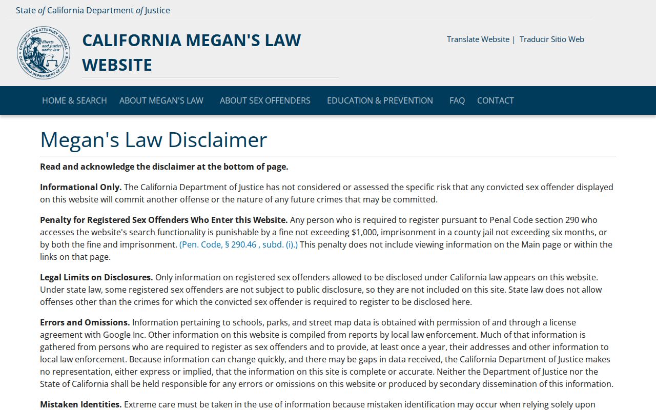 Chico resident lookup using the California Megan's Law search