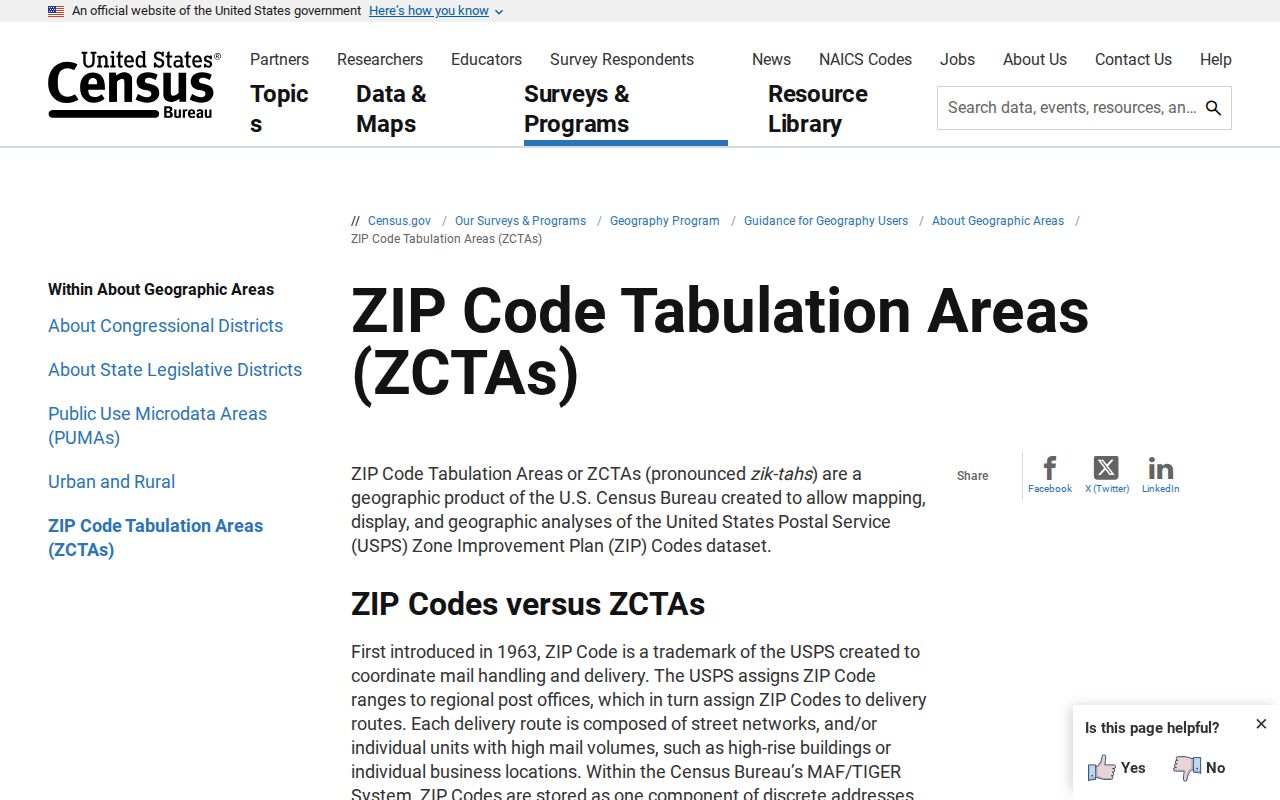Chico ZIP code directory compared with Census ZCTA geography
